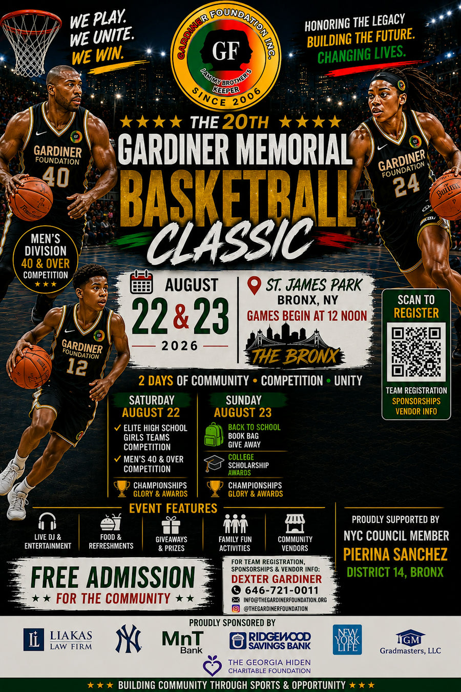Join Us for The 20th Gardiner Memorial Basketball Tournament!!